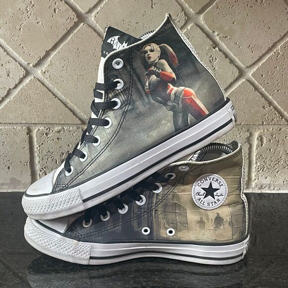 Rare Converse All-Star Batman Arkham City Woman Size MenUS4/WUS 6 Harley Quinn - Picture 1 of 7